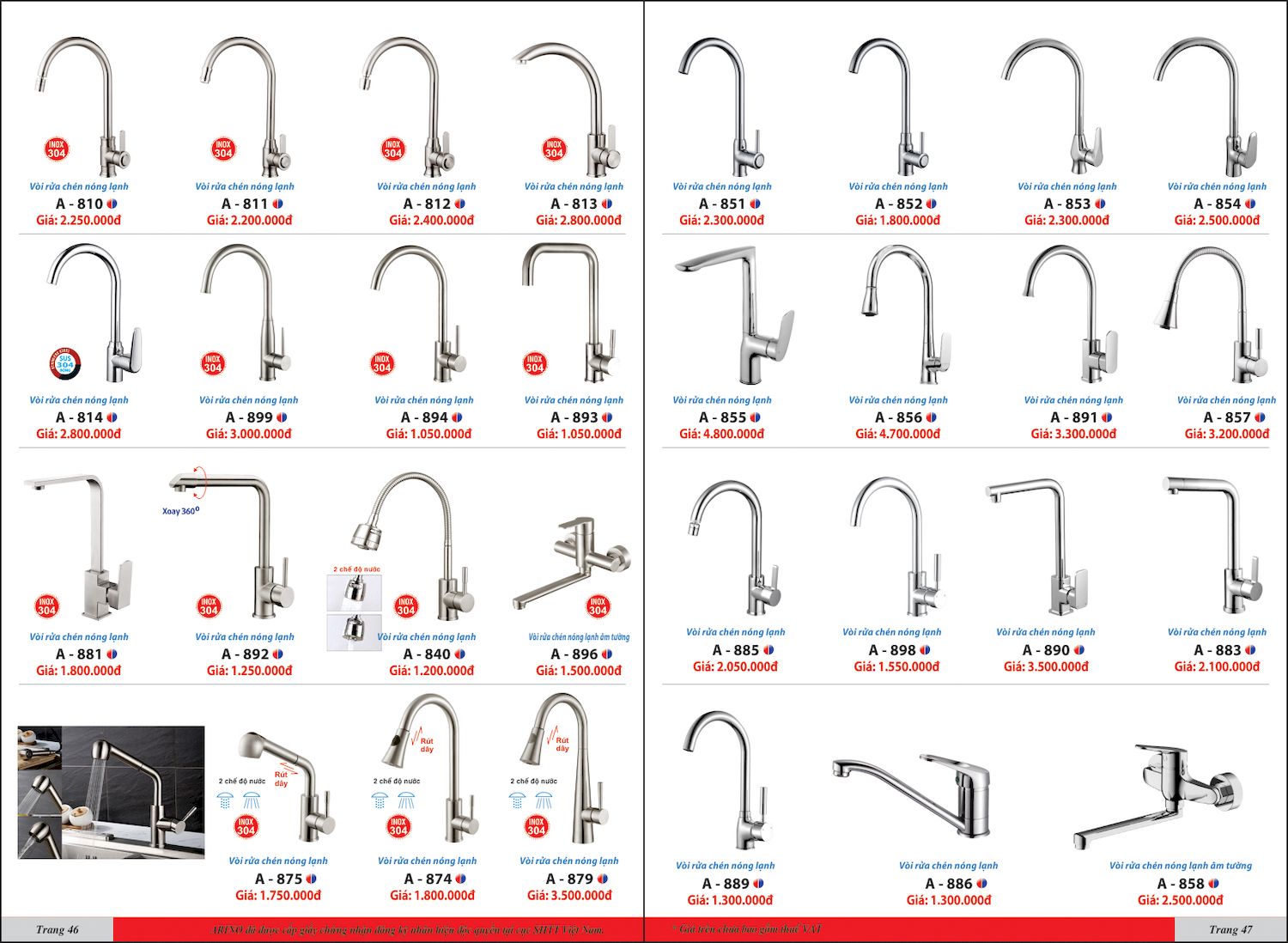 Thiết bị vệ sinh ARINO Catalogue và Bảng giá mới nhất /Page 24